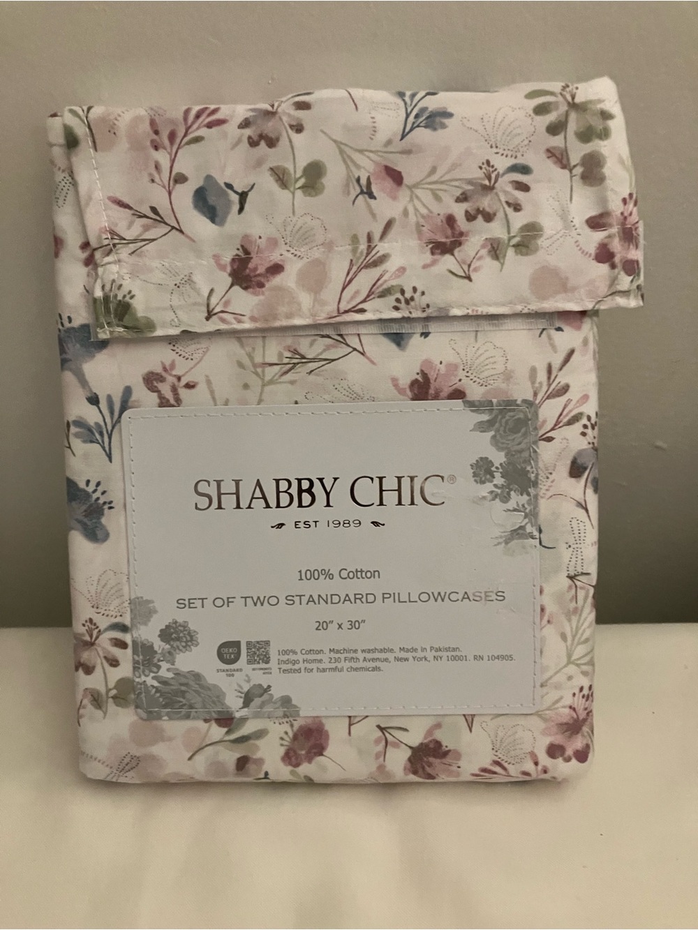 Shabby Chic Pastel Floral Cotton Pillowcases - Multi Pink Blue Green